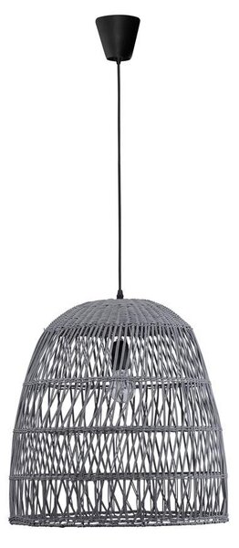 Nova Luce Závěsné svítidlo DESTIN železo a ratan, šedá barva E27 1x12W