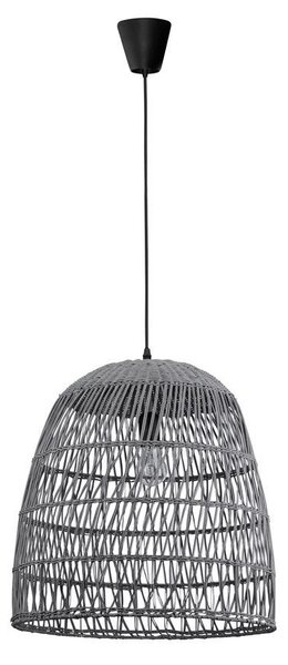 Nova Luce Závěsné svítidlo DESTIN železo a ratan, šedá barva E27 1x12W