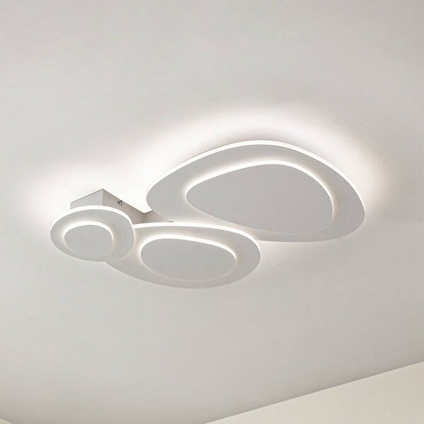 Lindby LED stropní svítidlo Delar, 60 x cm, stmívatelné, stmívatelný, Bílá / opál, Obývací pokoj / jídelna, Plast, Moderní