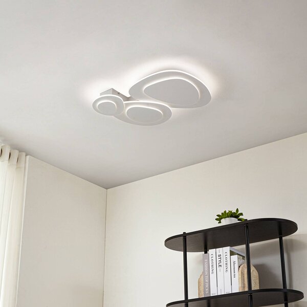 Lindby LED stropní svítidlo Delar, 60 x cm, stmívatelné, stmívatelný, Bílá / opál, Obývací pokoj / jídelna, Plast, Moderní
