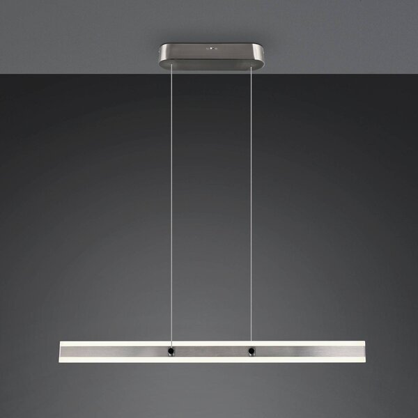 Trio Lighting Závěsné LED světlo Arcola, niklová barva, délka 115 cm 2-flg., stmívatelný, Hliník / šedá / zinek, Obývací pokoj / jídelna, kov, Moderní