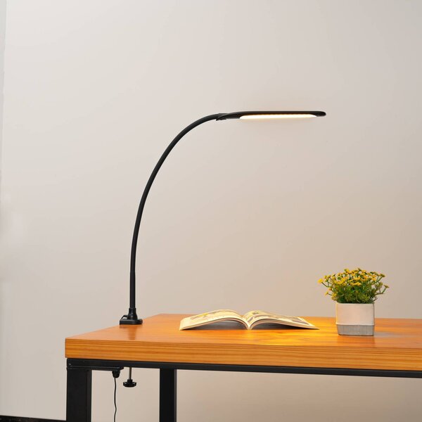 Lindby LED svítidlo Nilay, výška 70 cm, domácí kancelář, stmívatelný, Černá, Pracovna / kancelář, kov, Moderní