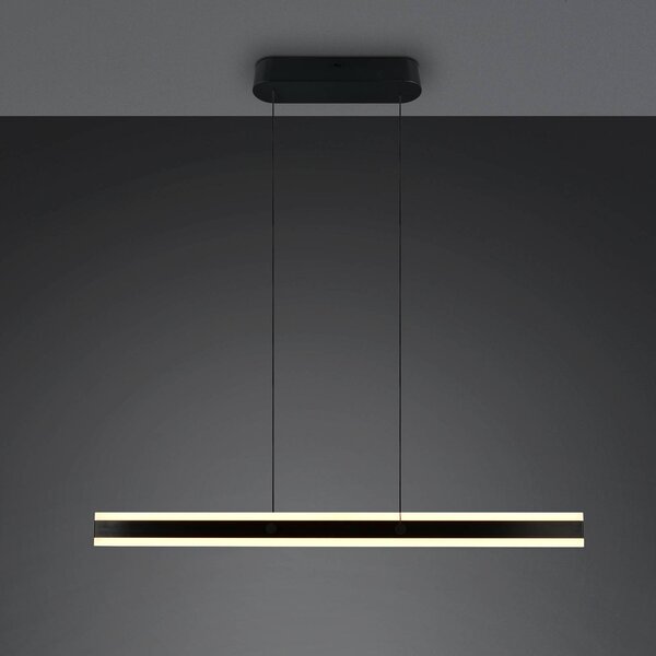 Trio Lighting Závěsné LED světlo Arcola, černá, délka 115 cm, 2 žárovky., stmívatelný, Černá, Obývací pokoj / jídelna, kov, Moderní