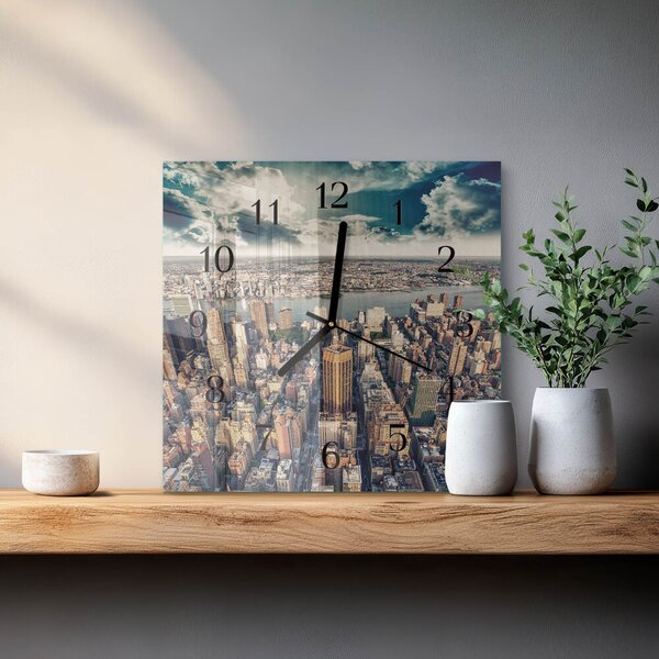 Skleněné hodiny na stěnu New York zskc-30x30-00177043