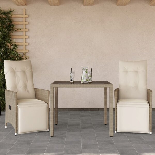 3dílný zahradní bistro set s poduškami béžový polyratan 3276937