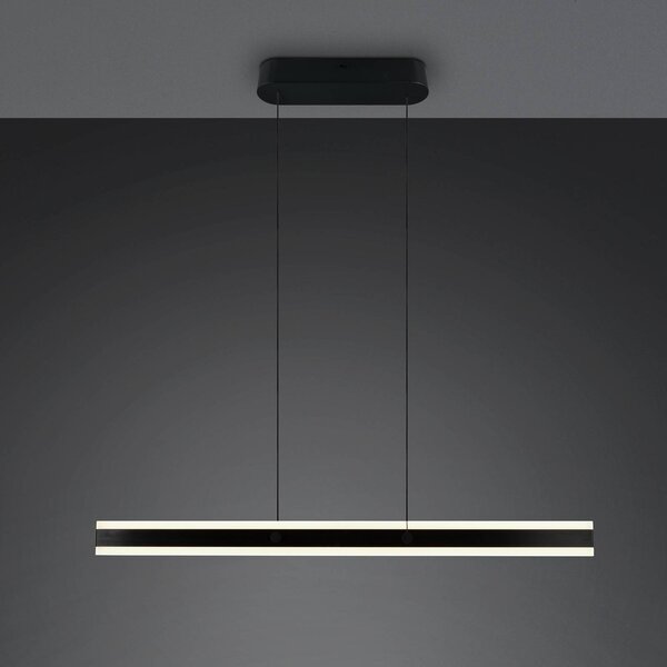 Trio Lighting Závěsné LED světlo Arcola, černá, délka 115 cm, 2 žárovky., stmívatelný, Černá, Obývací pokoj / jídelna, kov, Moderní