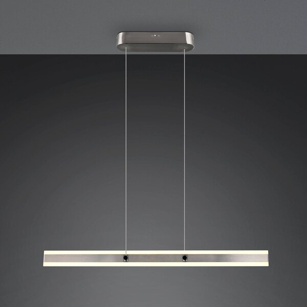 Trio Lighting Závěsné LED světlo Arcola, niklová barva, délka 115 cm 2-flg., stmívatelný, Hliník / šedá / zinek, Obývací pokoj / jídelna, kov, Moderní