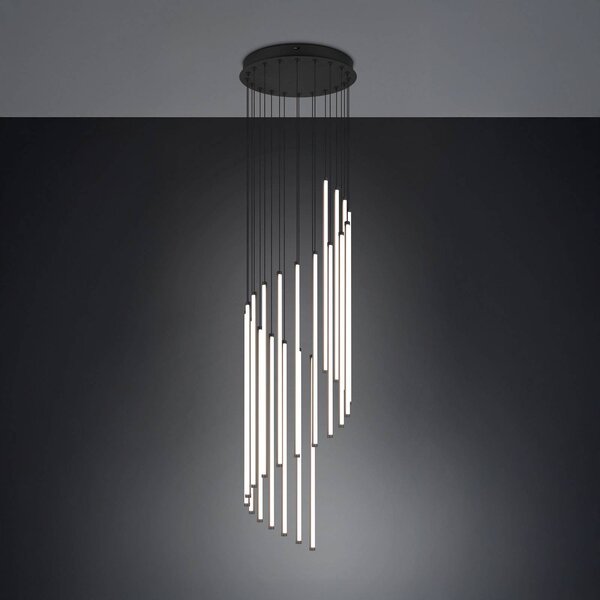 Trio Lighting Závěsné světlo LED Baxter, černá, Ø 37 cm, kov, stmívatelné, stmívatelný, Černá, Obývací pokoj / jídelna, kov, Moderní