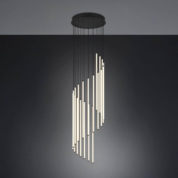 Trio Lighting Závěsné světlo LED Baxter, černá, Ø 37 cm, kov, stmívatelné, stmívatelný, Černá, Obývací pokoj / jídelna, kov, Moderní
