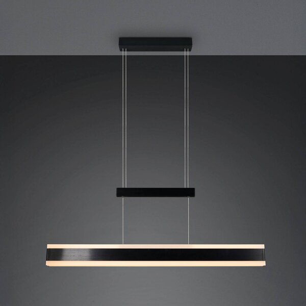 Trio Lighting Závěsné světlo Arcola černá, délka 152 cm, dotykový stmívač,, stmívatelný, Černá, Obývací pokoj / jídelna, kov, Moderní