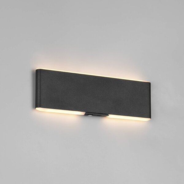 Trio Lighting LED akumulátorové nastěnné světlo Conchita, šířka 22 cm, černá, kov, stmívatelný, Černá, Obývací pokoj / jídelna, kov, Moderní