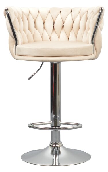 KONDELA Designová barová židle, béžová Velvet látka/chrom, BRIN
