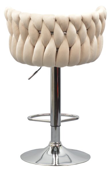 KONDELA Designová barová židle, béžová Velvet látka/chrom, BRIN