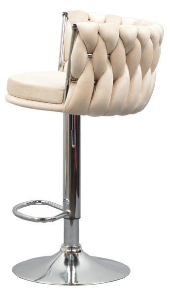 KONDELA Designová barová židle, béžová Velvet látka/chrom, BRIN
