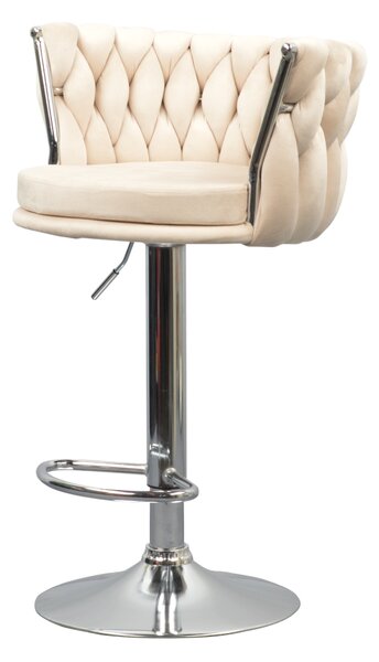 KONDELA Designová barová židle, béžová Velvet látka/chrom, BRIN