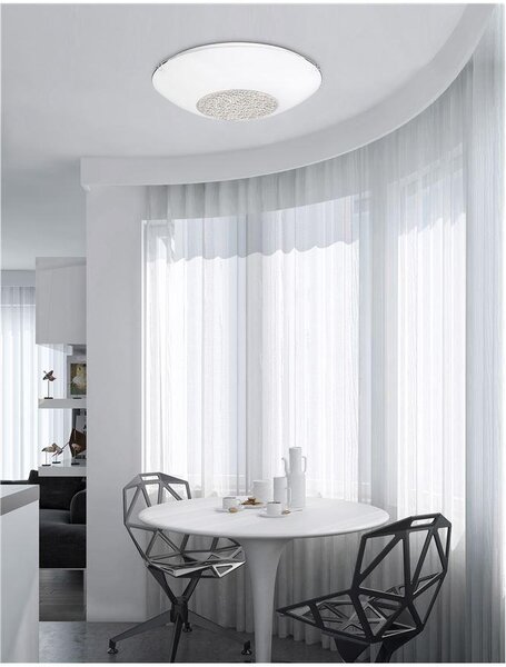 Nova Luce Stropní svítidlo ERA bílé sklo a křišťál chromovaný kov E27 2x12W