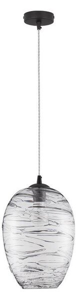 Nova Luce Závěsné svítidlo EVLEEN matný černý kov a světle šedé sklo E27 1x12W