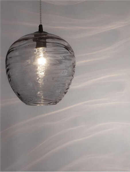 Nova Luce Závěsné svítidlo EVLEEN matný černý kov a světle šedé sklo E27 1x12W