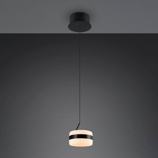 Trio Lighting LED závěsné světlo Dios, černé, Ø 15 cm, kov,, stmívatelný, Černá, Obývací pokoj / jídelna, kov, Moderní