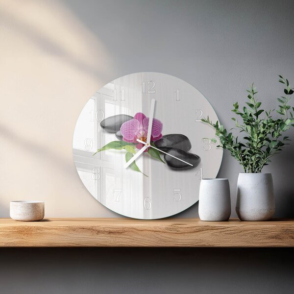 Skleněné hodiny na stěnu Orchidej zsob-fi30-00082524