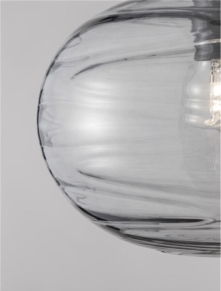 Nova Luce Závěsné svítidlo EVLEEN matný černý kov a světle šedé sklo E27 1x12W