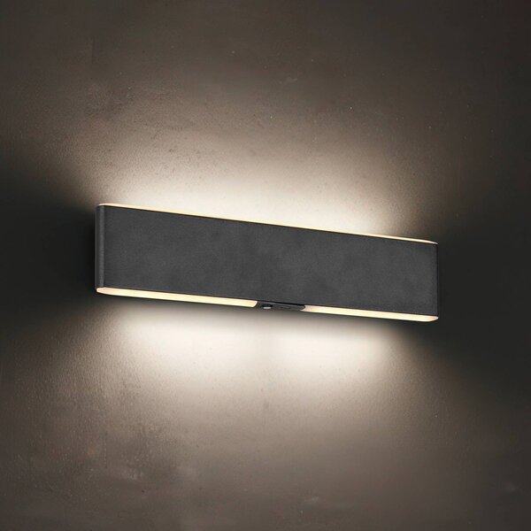 Trio Lighting LED akumulátorové nastěnné světlo Conchita, šířka 32 cm, černá, kov, stmívatelný, Černá, Obývací pokoj / jídelna, kov, Moderní