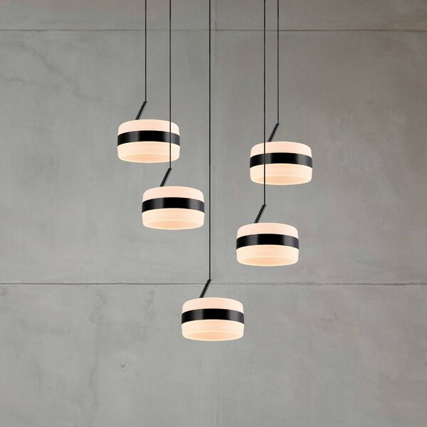 Trio Lighting Závěsné LED světlo Dios, černé, Ø 45 cm, 5 ramen, stmívatelný, Černá, Obývací pokoj / jídelna, kov, Moderní