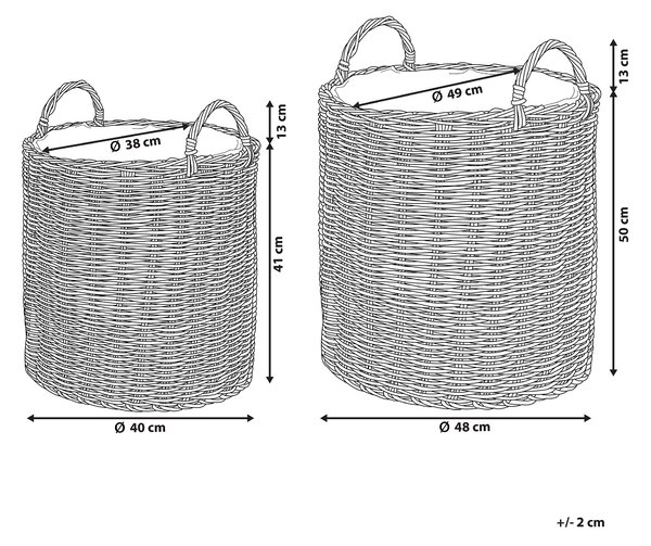 Sada 2 proutěných květináčů BITOLA Umělý ratan 40/48 cm Hnědá