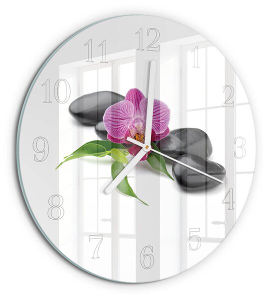 Skleněné hodiny na stěnu Orchidej zsob-fi30-00082524