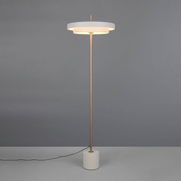 Trio Lighting LED stojací lampa Keaton, světle šedá, výška 138 cm, kov,, stmívatelný, Hliník / šedá / zinek, Obývací pokoj / jídelna, kov