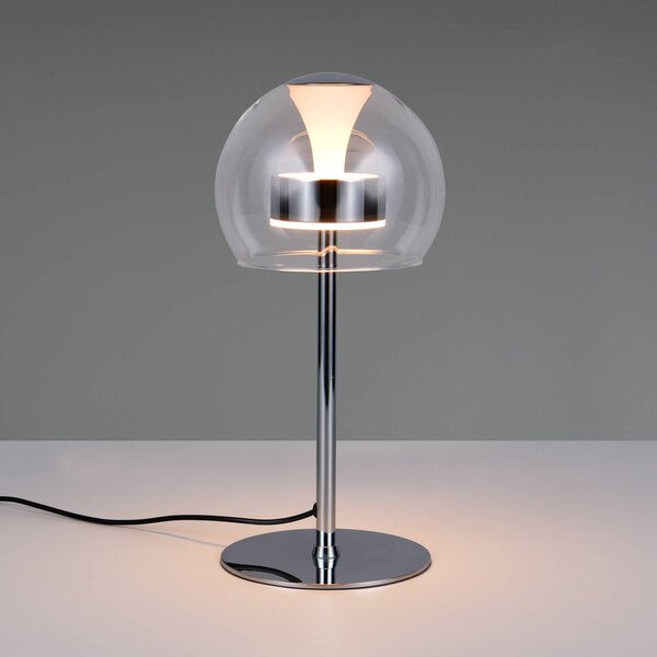Trio Lighting LED stolní lampa Flynt, výška 35 cm, chromová barva, kov,, stmívatelný, Chrom / stříbro, Obývací pokoj / jídelna, kov, Moderní