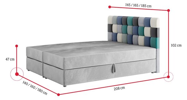 Čalouněná postel boxspring APPLE, 160x200, itaka 14/modrá