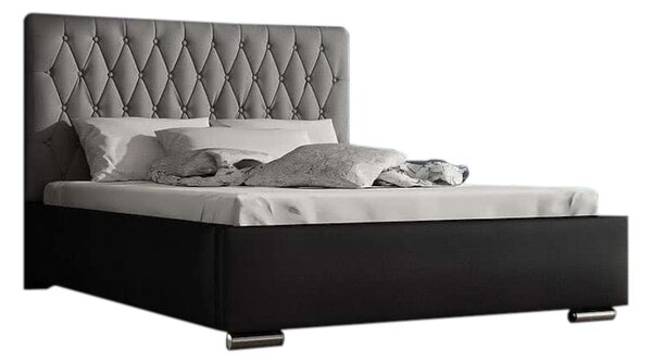 Čalouněná postel SIENA + rošt, Siena04 s knoflíkem/Dolaro08, 140x200