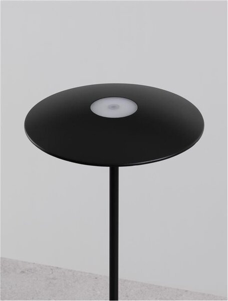 Nova Luce Venkovní stolní lampa FABIO černý litý hliník a matný akryl LED 2W 3000K 5V DC 83st. IP54 vypínač na těle / USB kabel