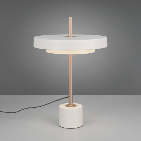Trio Lighting LED stolní lampa Keaton, světle šedá, výška 45 cm, kov,, stmívatelný, Hliník / šedá / zinek, Obývací pokoj / jídelna, kov