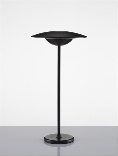 Nova Luce Venkovní stolní lampa FABIO černý litý hliník a matný akryl LED 2W 3000K 5V DC 83st. IP54 vypínač na těle / USB kabel