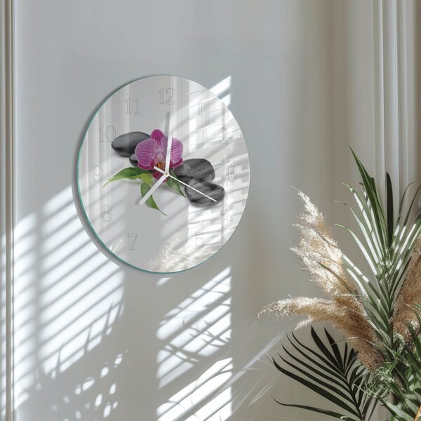 Skleněné hodiny na stěnu Orchidej zsob-fi30-00082524