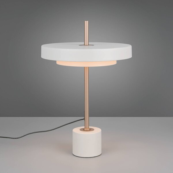 Trio Lighting LED stolní lampa Keaton, světle šedá, výška 45 cm, kov,, stmívatelný, Hliník / šedá / zinek, Obývací pokoj / jídelna, kov