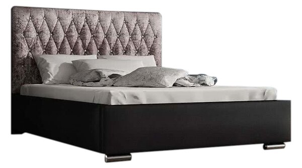 Čalouněná postel REBECA + rošt + matrace, Siena02 s krystalem/Dolaro08, 180x200