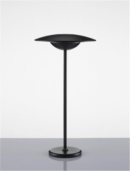 Nova Luce Venkovní stolní lampa FABIO černý litý hliník a matný akryl LED 2W 3000K 5V DC 83st. IP54 vypínač na těle / USB kabel