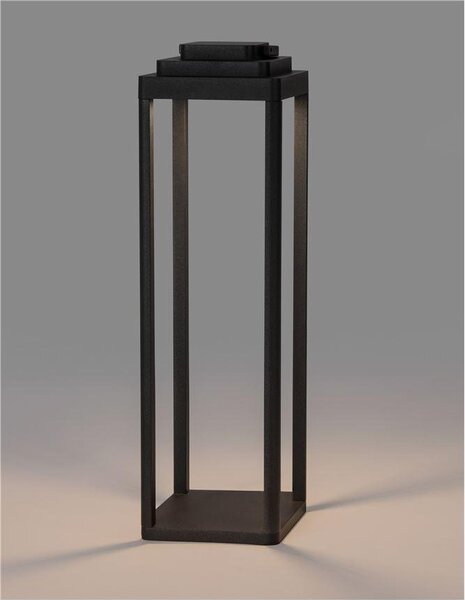 Nova Luce Venkovní stolní lampa FIGI antracitový hliník LED 2W 3000K 5V, IP65 dotykový vypínač / baterie / USB kabel / stmívatelné