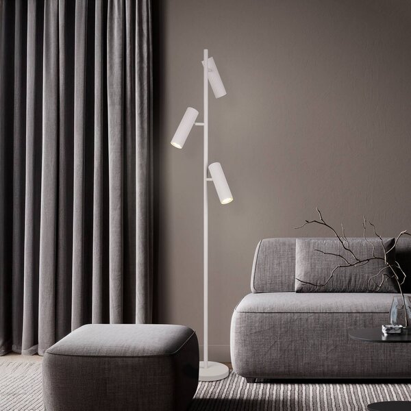 Trio Lighting Stojací lampa Soka, světle šedá, výška 150 cm, kov, 3ramenná., Hliník / šedá / zinek, Obývací pokoj / jídelna, kov, Moderní