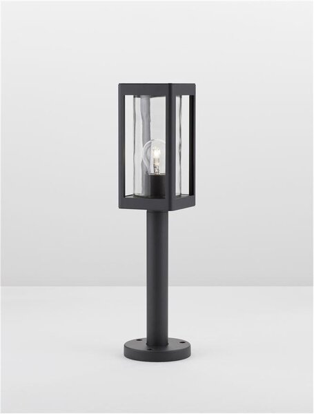 Nova Luce Venkovní sloupkové svítidlo FIGO tmavě šedý hliník a čiré sklo E27 1x12W IP54