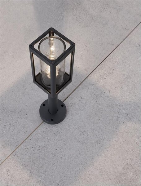 Nova Luce Venkovní sloupkové svítidlo FIGO tmavě šedý hliník a čiré sklo E27 1x12W IP54