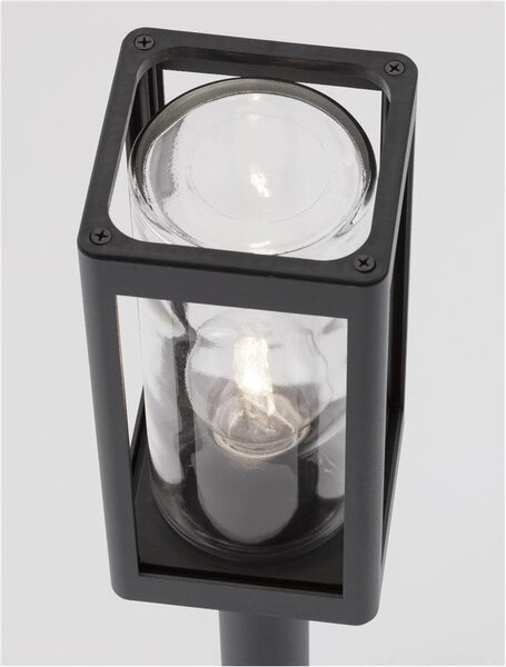 Nova Luce Venkovní sloupkové svítidlo FIGO tmavě šedý hliník a čiré sklo E27 1x12W IP54