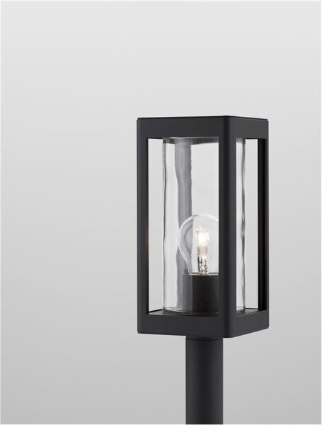 Nova Luce Venkovní sloupkové svítidlo FIGO tmavě šedý hliník a čiré sklo E27 1x12W IP54
