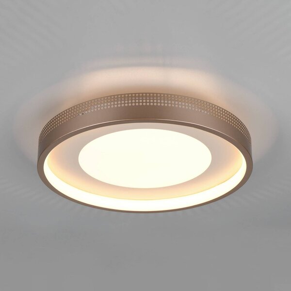 Trio Lighting LED stropní svítidlo Solea, hnědé, Ø 40 cm, plast, Hnědá / rez, Obývací pokoj / jídelna, Plast, Moderní