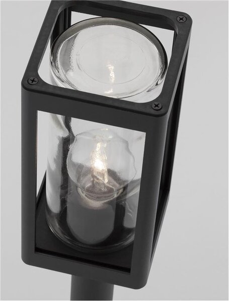 Nova Luce Venkovní sloupkové svítidlo FIGO tmavě šedý hliník a čiré sklo E27 1x12W IP54