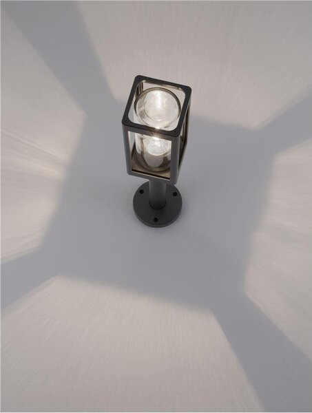 Nova Luce Venkovní sloupkové svítidlo FIGO tmavě šedý hliník a čiré sklo E27 1x12W IP54