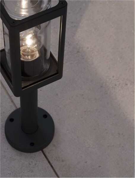 Nova Luce Venkovní sloupkové svítidlo FIGO tmavě šedý hliník a čiré sklo E27 1x12W IP54